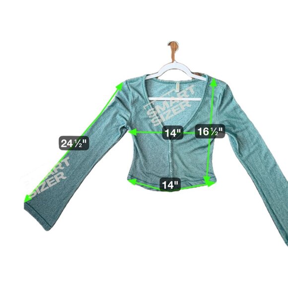 FREE PEOPLE MOVEMENT‎ Women's Ribbed Button Front Crop Top In Green Sz S Comfy - Picture 5 of 5